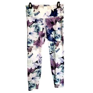 Old Navy Womens Leggings M Active Go-Dry Floral Athletic Yoga 7/8 Cottagecore